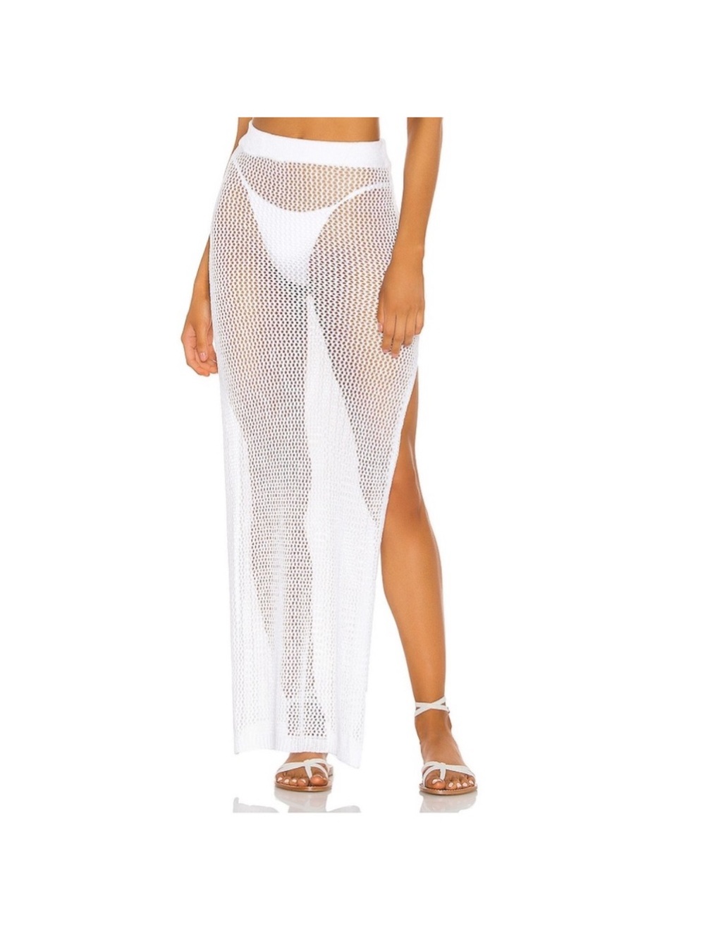 Super down YAEL KNIT MAXI SKIRT IN WHITE